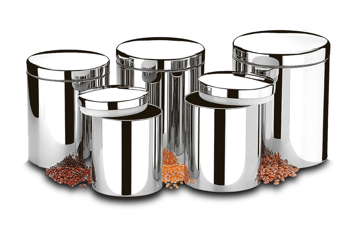 imagem de Pote Para Mantimentos Com Tampa Com 5 Pecas Inox