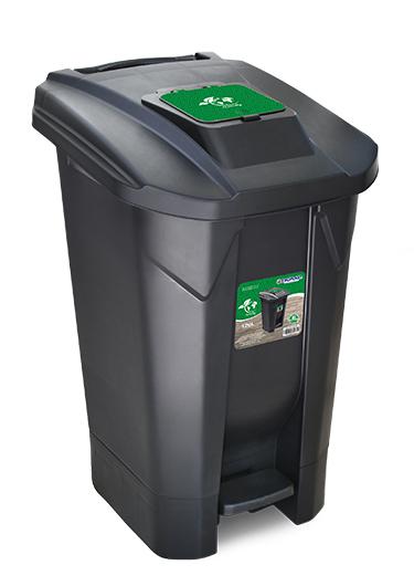 imagem de Lixeira Com Roda Pedal e Tampa Click  120 Litros Preta