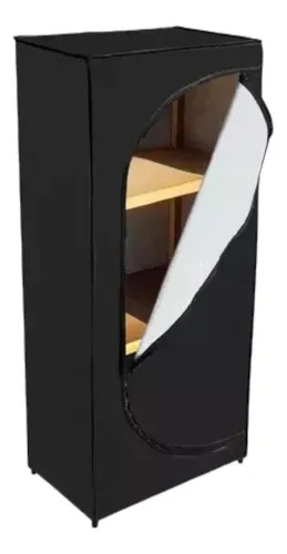 imagem de Sapateira Lisa Corino Com Ziper Com 3 Bandejas Preta