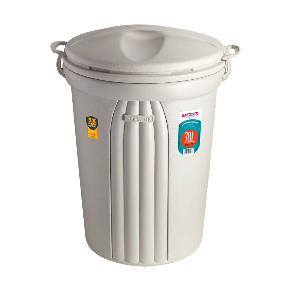 imagem de Cesto Plástico Para Lixo Com Tampa 70 Litros