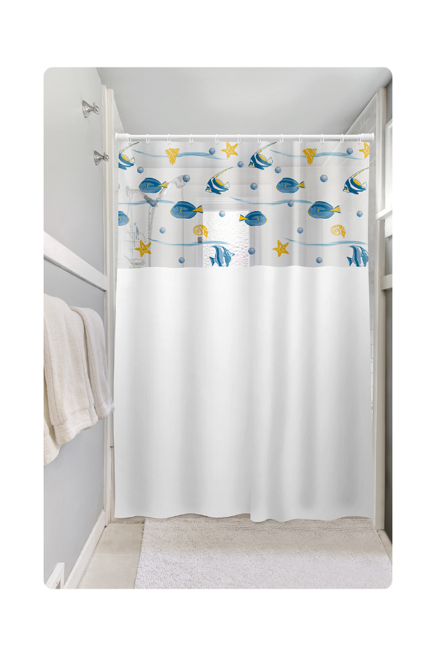 imagem de Cortina De Box Vinil Visor Retangular Peixes