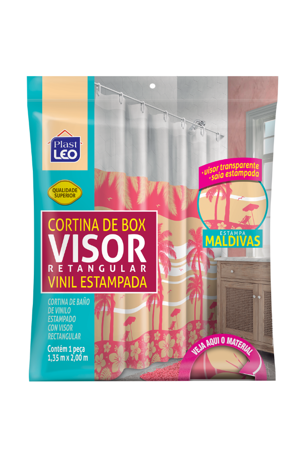 imagem de Cortina de Box Vinil Visor Retangular Maldivas