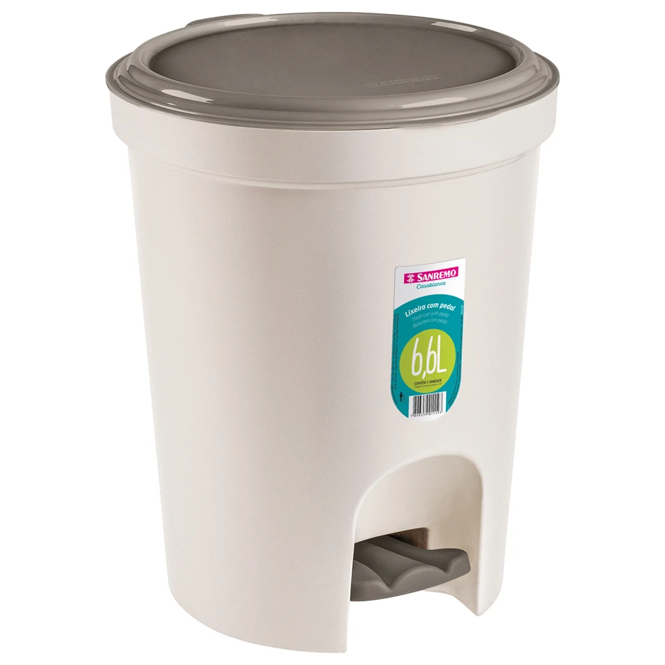 imagem de Lixeira Plástica Redonda Com Pedal 6,6 Litros