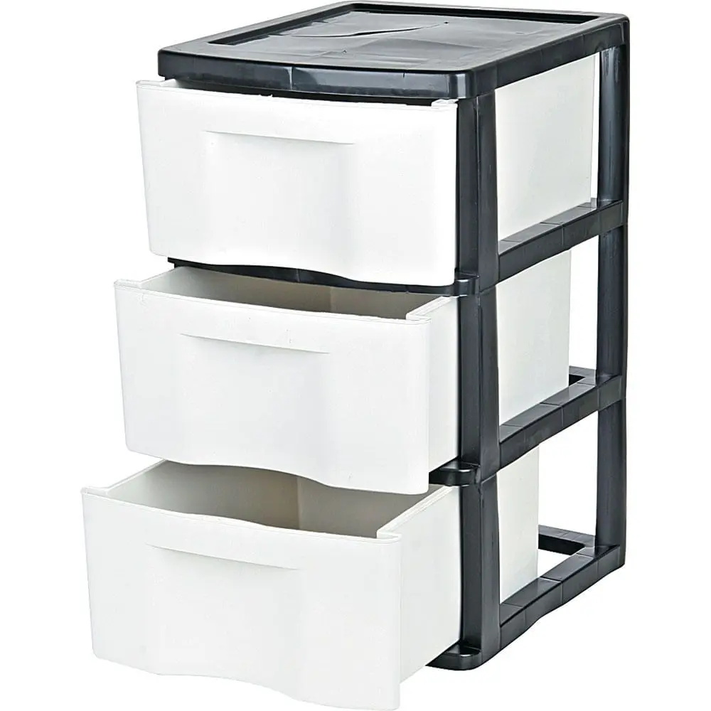 imagem de Gaveteiro Com 3 Gavetas Gv14 Preto Branco