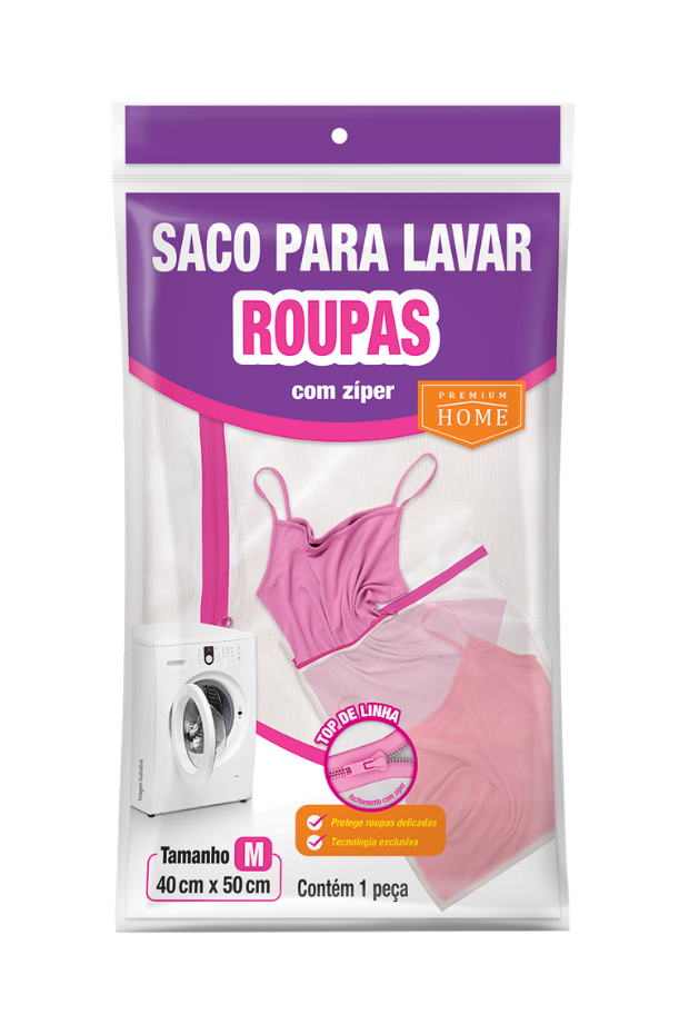 imagem de Saco Para Lavar Roupa Com Ziper M 40x50 cm