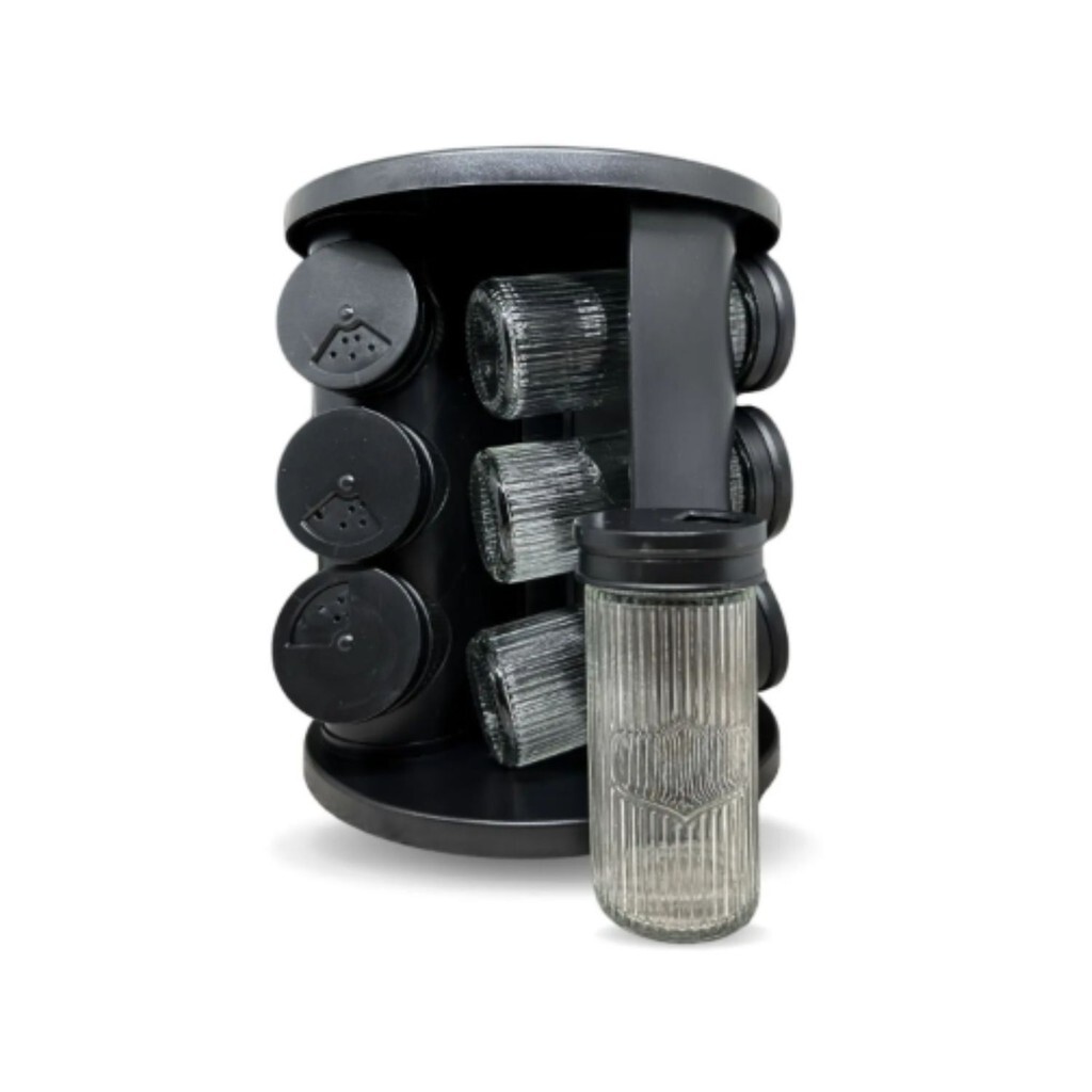 imagem de Porta Condimentos Giratorio Com 9 Potes de Vidro