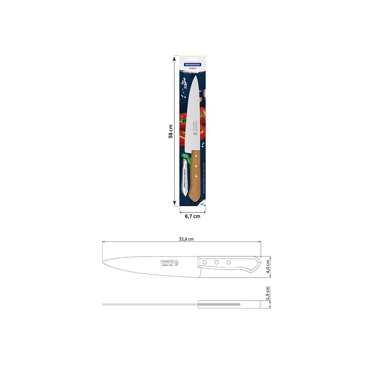 imagem de Faca Cozinha Peixeira Aco Carbono 8