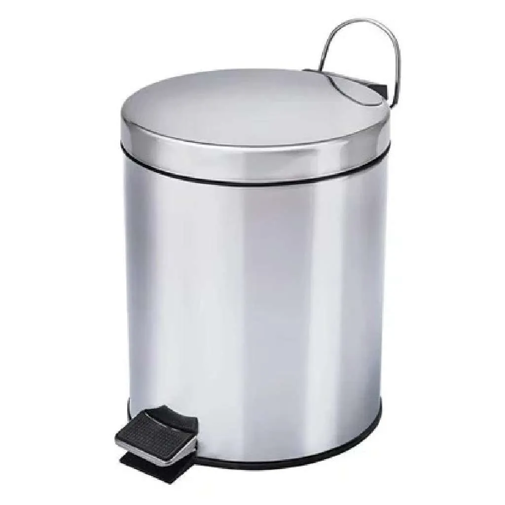 imagem de Lixeira Com Pedal Redonda 5 Litros Inox
