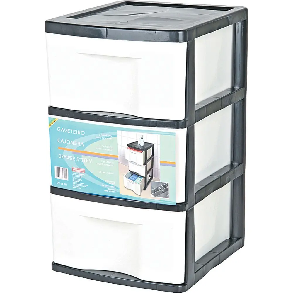 imagem de Gaveteiro Com 3 Gavetas Gv14 Preto Branco