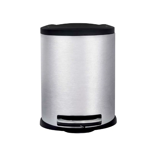 imagem de Lixeira Com Pedal Oval Onix 5 Litros Inox