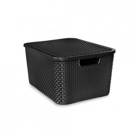 imagem de Organizador Rattan Com Tampa 7 Litros Preto