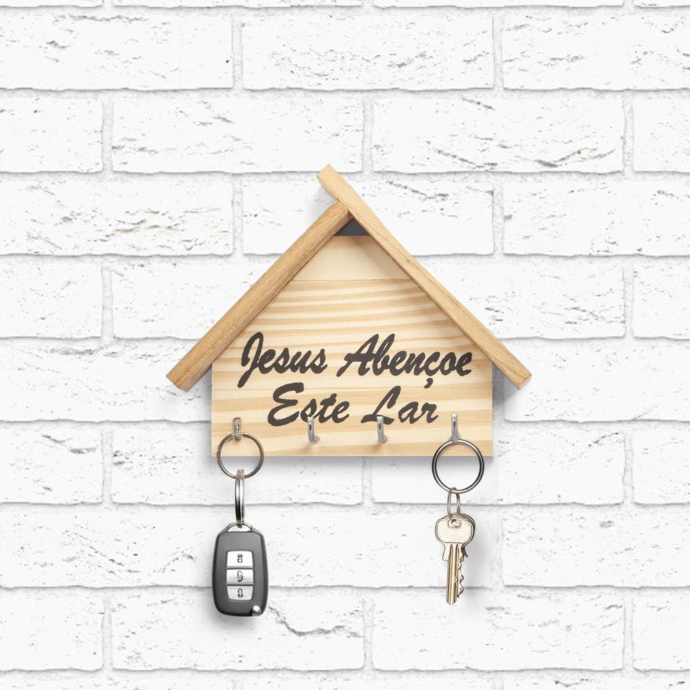imagem de Porta Chaves Em Madeira Jesus