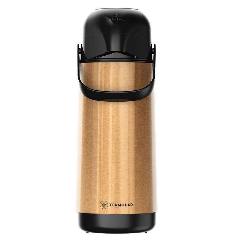imagem de Garrafa Termica de Pressao  1 Litro Inox Gold