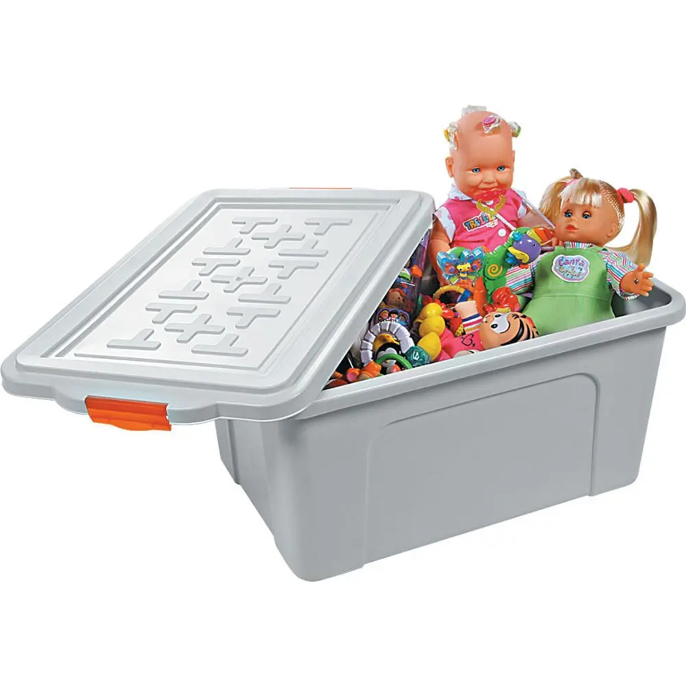 imagem de Container Organizador Com Tampa 70 Litros Bege