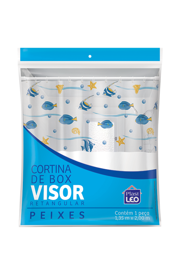 imagem de Cortina De Box Vinil Visor Retangular Peixes
