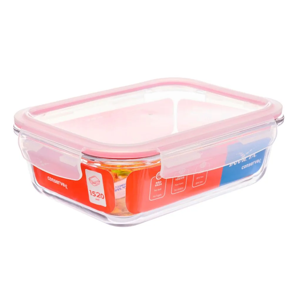 imagem de Pote de Vidro Tampa Hermetica Retang 1,5 Litros