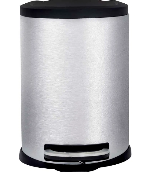 imagem de Lixeira Com Pedal Oval Onix 12 Litros Inox