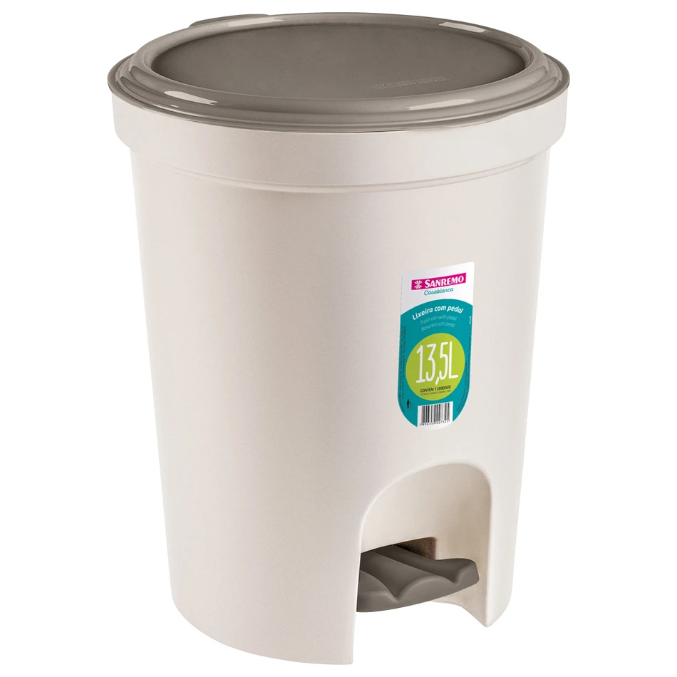 imagem de Lixeira Plástica Redonda Com Pedal 13,5 Litros