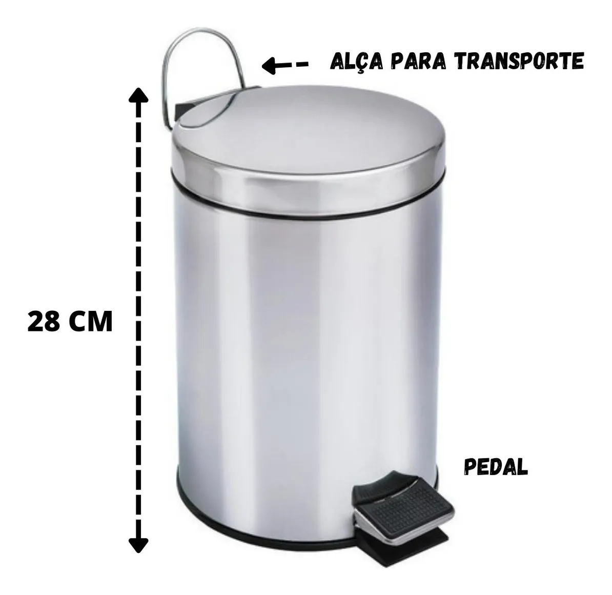 imagem de Lixeira Com Pedal Redonda 5 Litros Inox