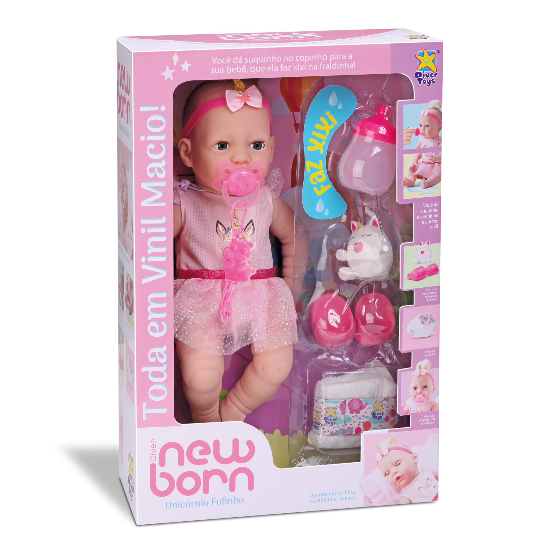 imagem de Boneca Diver New Born Unicornio Fofinho