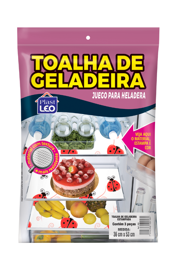 imagem de Toalha de Geladeira Polietileno Lisa Com 3 Pecas