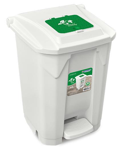 imagem de Lixeira Com Roda Pedal e Tampa Click 60 Litros Branca