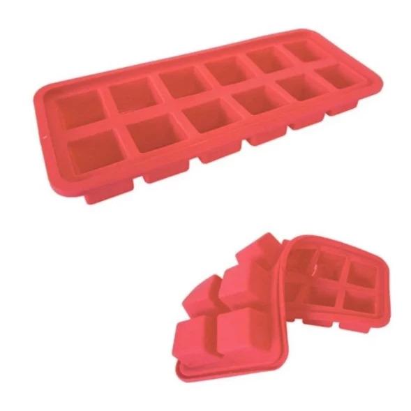 imagem de Forma Para Gelo Silicone Vermelho Com 12 Cavidades