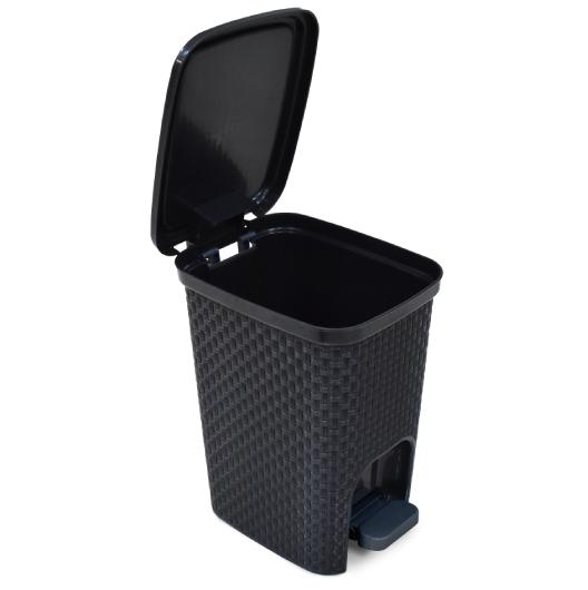 imagem de Lixeira Rattan Com Pedal 7 Litros Preta