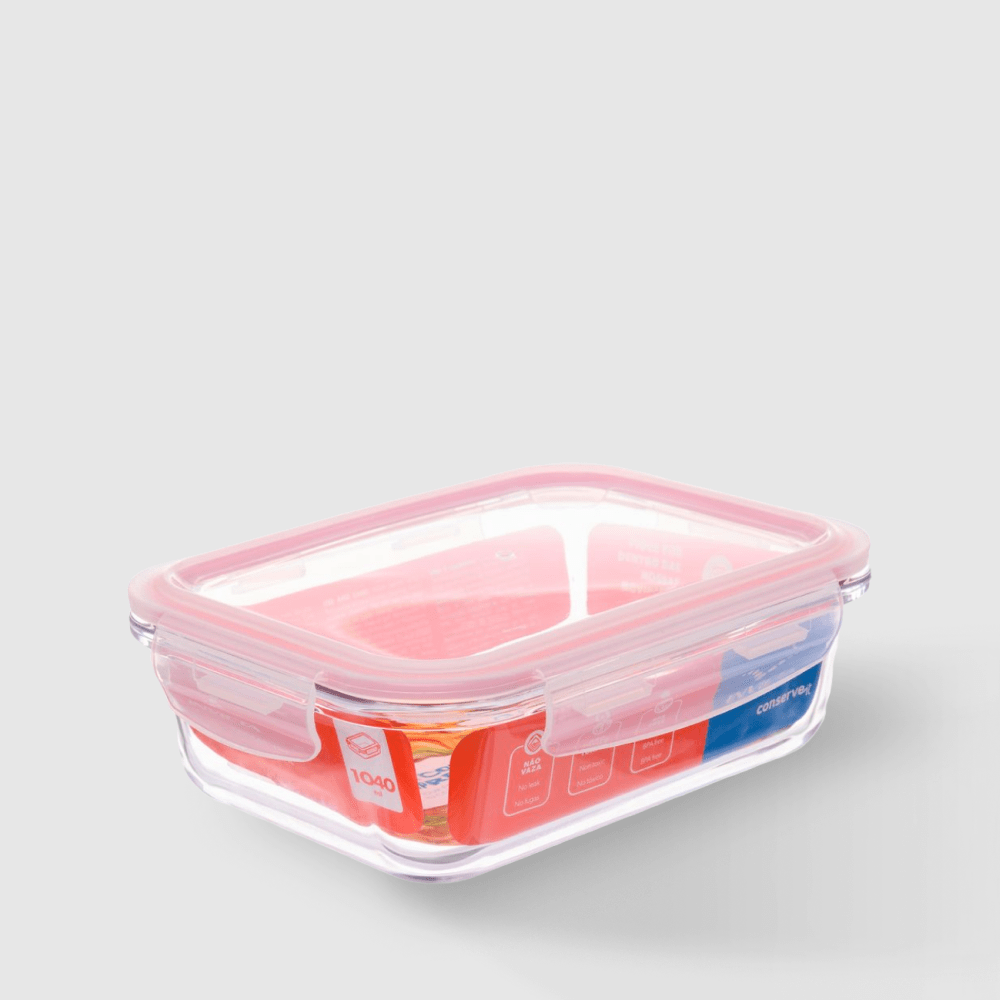 imagem de Pote de Vidro Tampa Hermetica Retangular 1 Litro