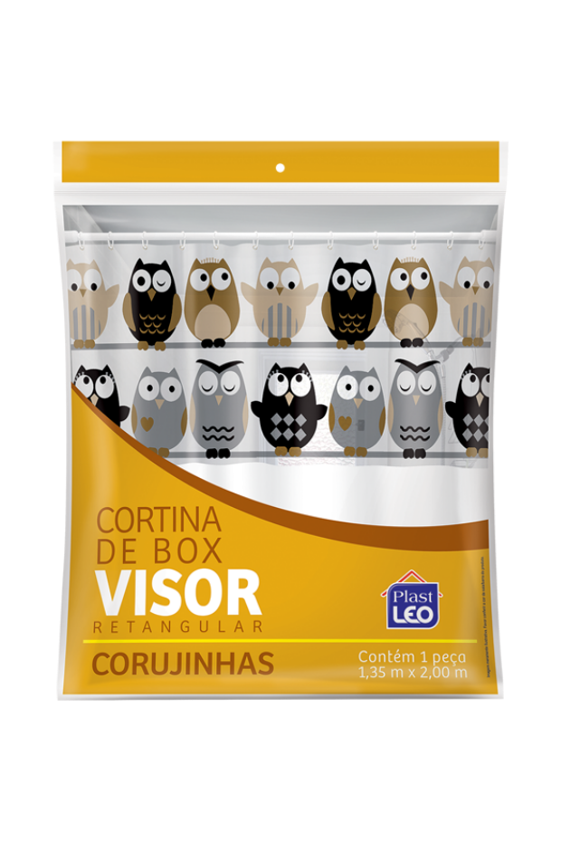 imagem de Cortina De Box Vinil Visor Retangular Corujinhas