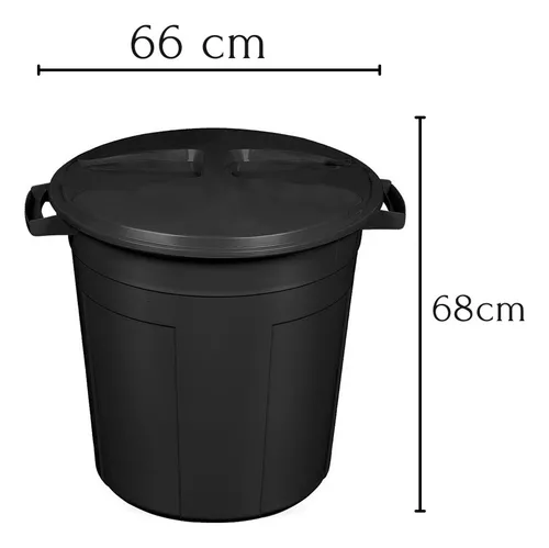 imagem de Cesto Fechado Com Tampa 108 Litros Preto