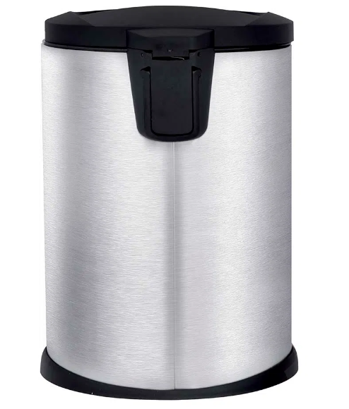 imagem de Lixeira Com Pedal Oval Onix 12 Litros Inox