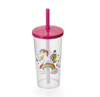 imagem de Copo Com Canudo Unicornio 600ML