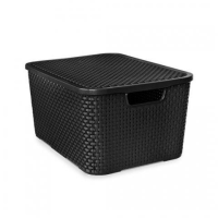 imagem de Organizador Rattan Com Tampa Preta 15 Litros