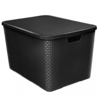 imagem de Organizador Rattan Com Tampa Preta 40 Litros
