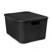 imagem de Organizador Rattan Com Tampa Preta 20 Litros
