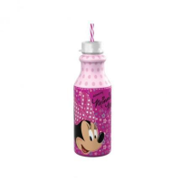 imagem de Garrafa Retrô C/ Canudo Minnie Rosa 500ML