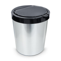 imagem de Lixeira Com Tampa Click para Escritório Label Metalizado Inox 10 LITROS
