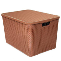 imagem de Organizador Rattan C/ Tampa Marrom 40 Lts